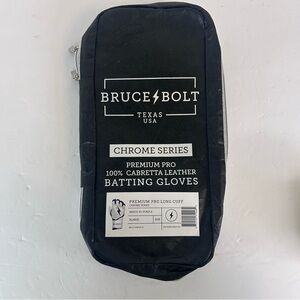 Bruce Bolt Chrome Series Premium Pro Long Cuff Batting Gloves White Purple XL